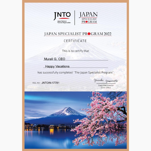 Tourism board certificate