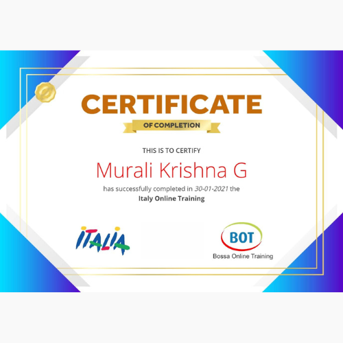 Tourism board certificate