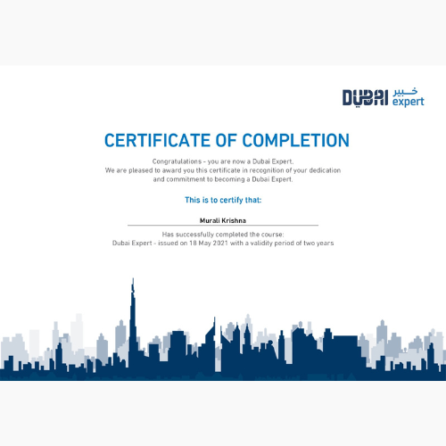 Tourism board certificate
